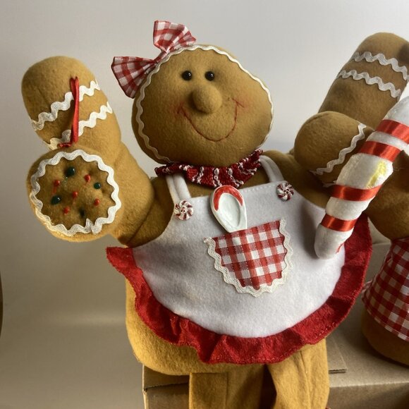 Gingerbread Man Woman Christmas Shelf Sitter Plush Plushie Chef Hat  20 in - Picture 3 of 13